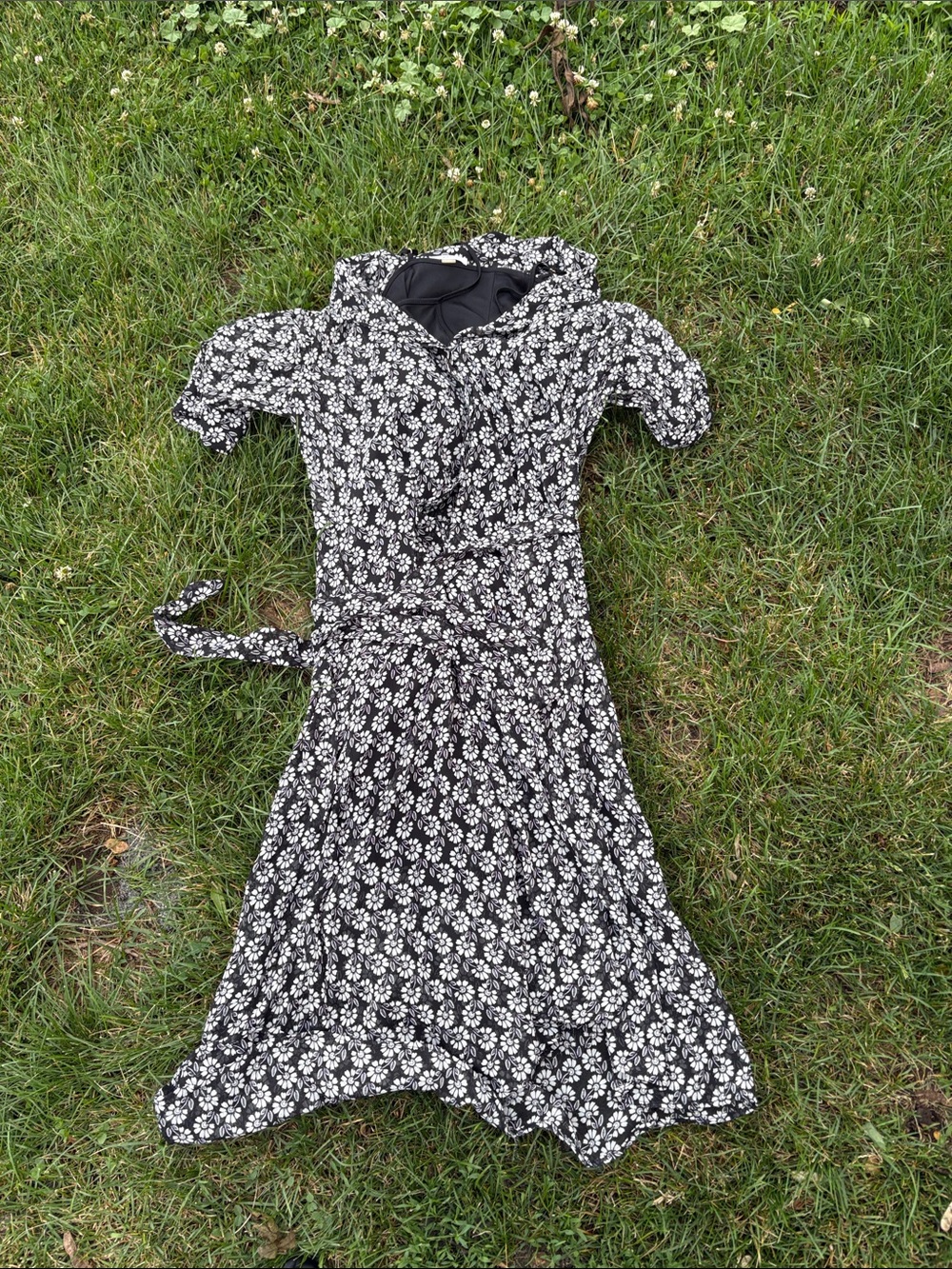 Black & White Floral Button Down Dress